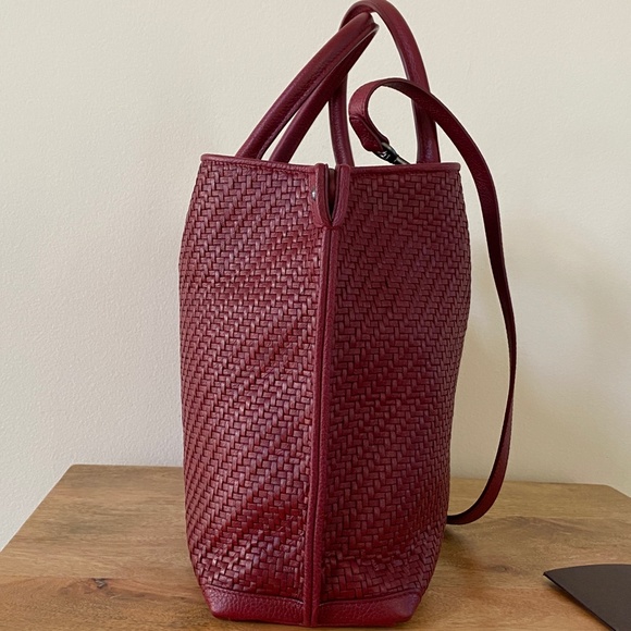 Akris Ai Woven Braided Top-Handle Leather Bag Crimson Red NWT - Picture 11 of 15